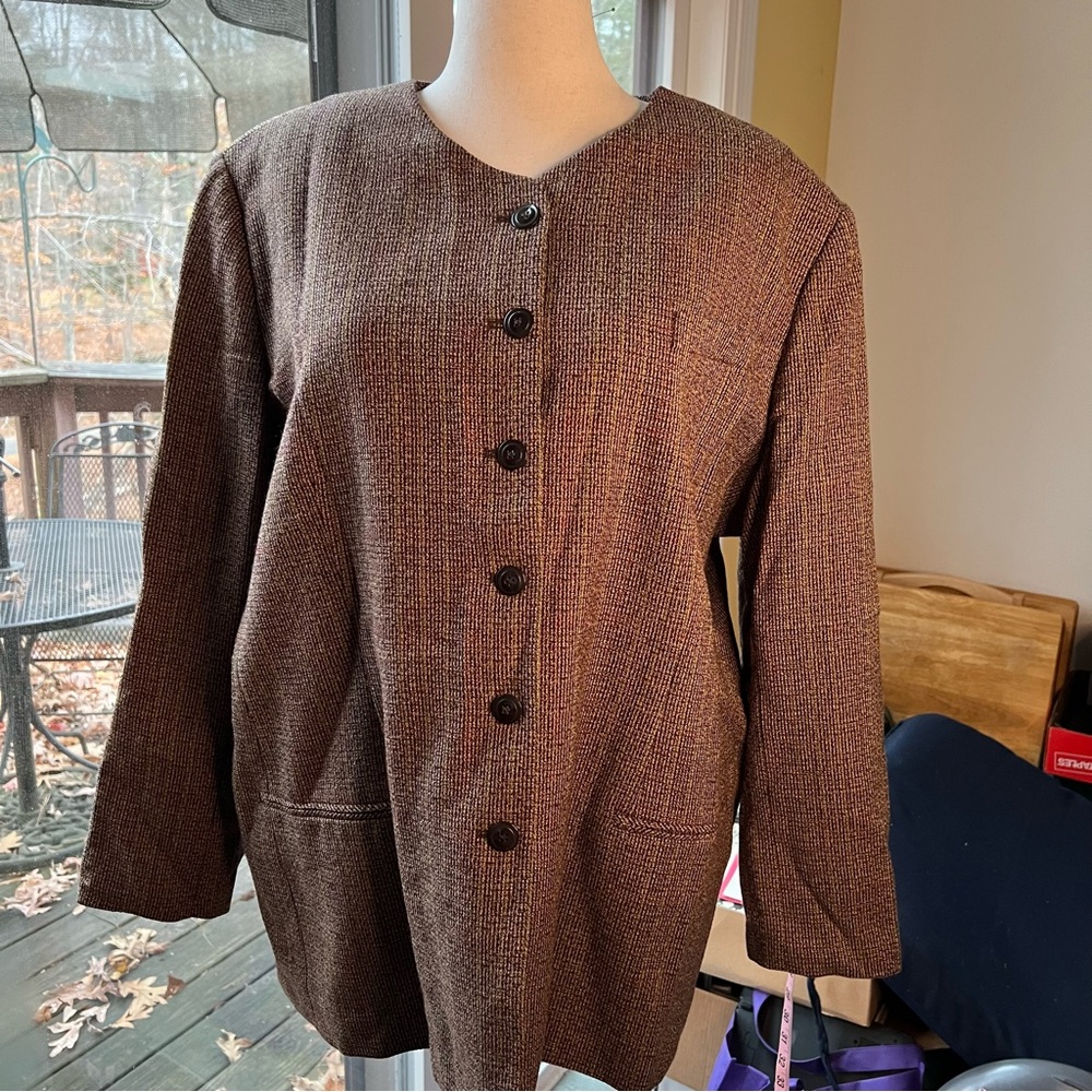 Jennifer Moore Brown tweed blazer size 22 women